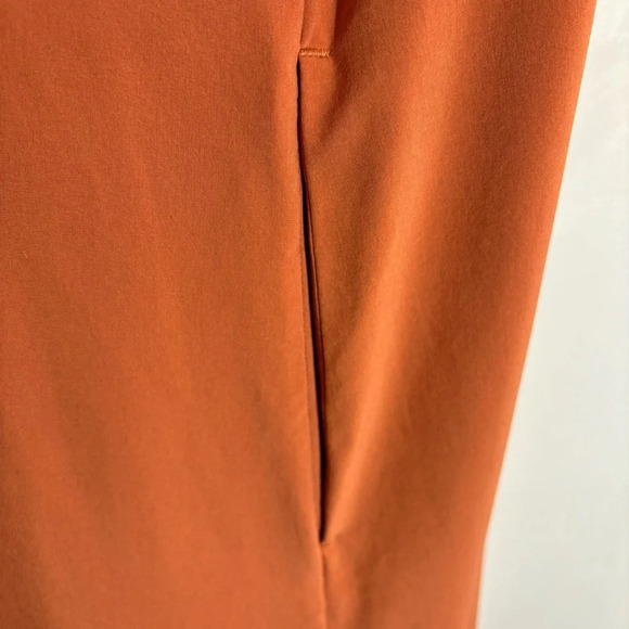 ATHLETA Sz L Arrival Wide Straps Crossed Back Side Slit Stretchy Maxi Dress - Picture 9 of 13